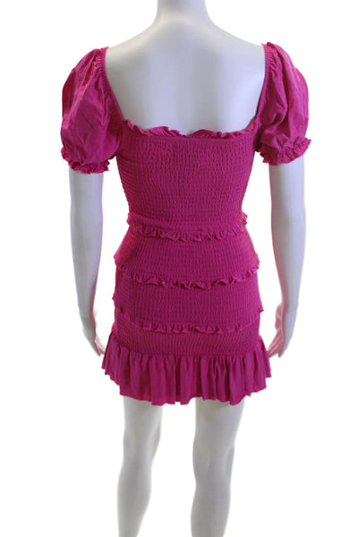 Katie J Womens Bodycon Mini Dress Pink Square Neck Short Sleeve Size XL