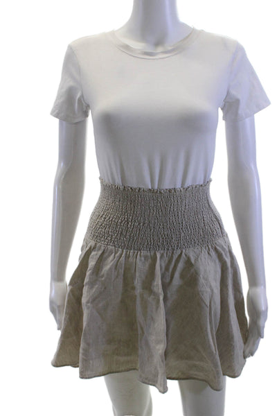 J Crew Women Beige Linen Peasant Mini Skirt Size S