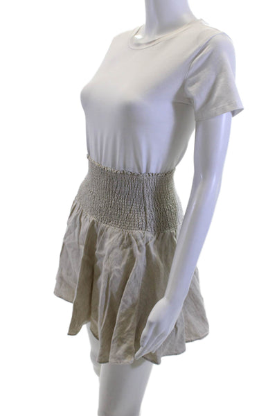 J Crew Women Beige Linen Peasant Mini Skirt Size S