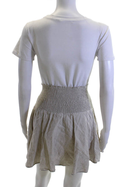 J Crew Women Beige Linen Peasant Mini Skirt Size S