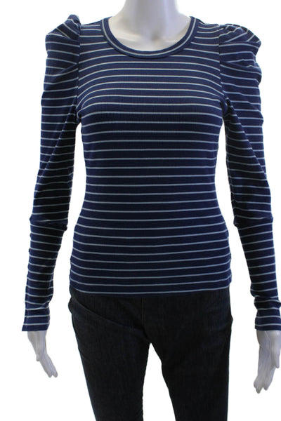 Maeve Anthropologie Womens Jersey Dark Blue Striped Long Sleeve Size S