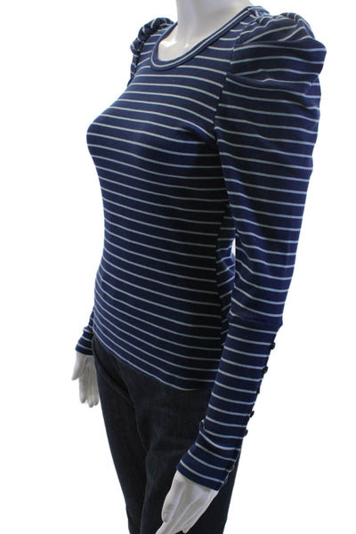 Maeve Anthropologie Womens Jersey Dark Blue Striped Long Sleeve Size S