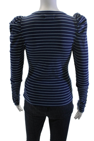 Maeve Anthropologie Womens Jersey Dark Blue Striped Long Sleeve Size S