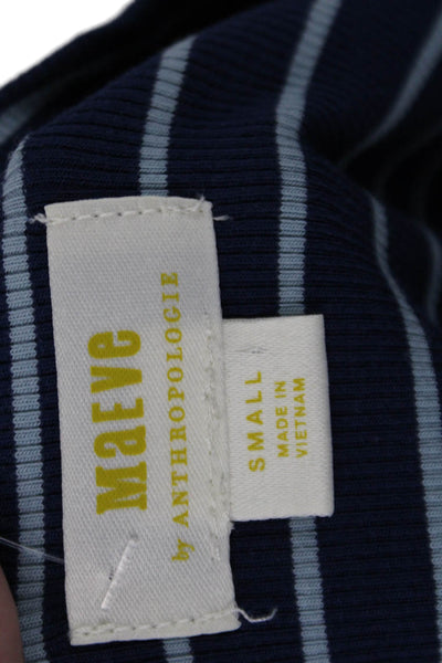 Maeve Anthropologie Womens Jersey Dark Blue Striped Long Sleeve Size S