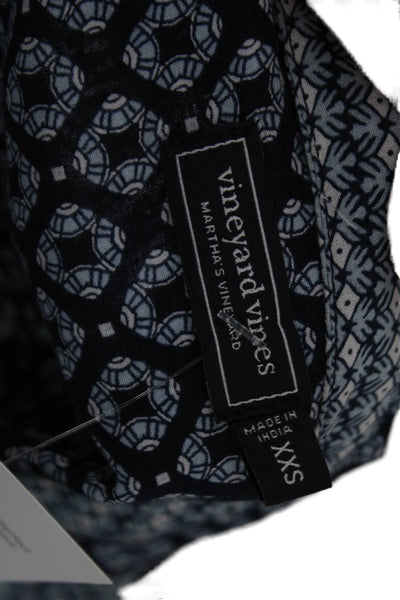 Vineyard Vines Women Dark Blue Button Up Blouse Geometric Size 2XS