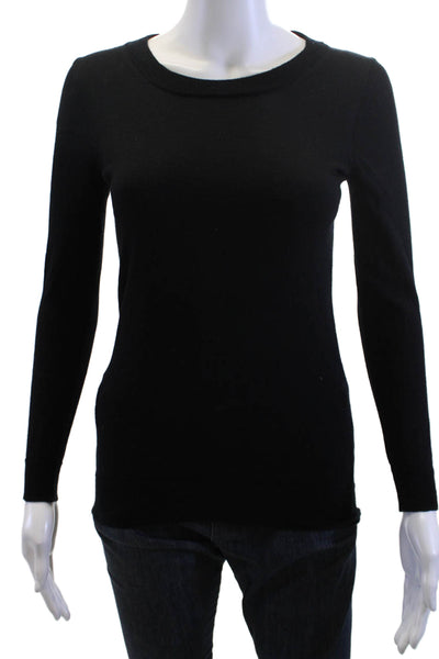 J Crew Women Basic Long Sleeve Crew Neck Black Blouse Size XS