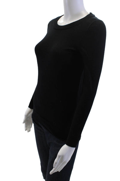 J Crew Women Basic Long Sleeve Crew Neck Black Blouse Size XS