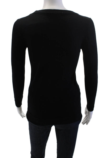 J Crew Women Basic Long Sleeve Crew Neck Black Blouse Size XS