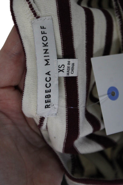 Rebecca Minkoff Women White Striped Crew Neck Long Sleeve Jersey Size XS