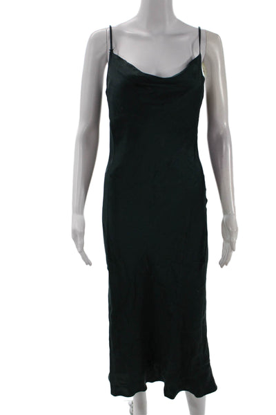 Zara Womens Slip Dress Green Viscose Midi Sleeveless Size XS