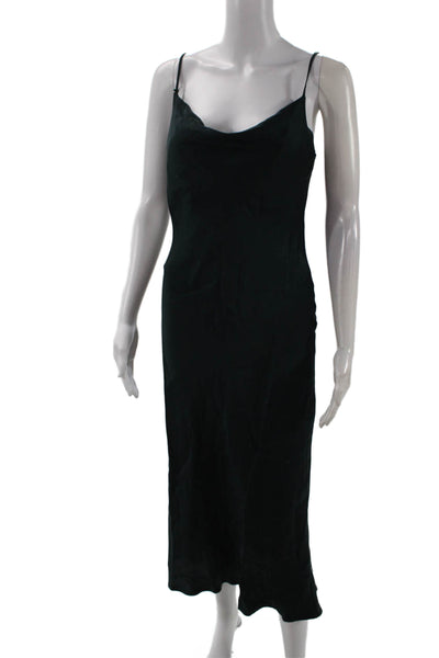 Zara Womens Slip Dress Green Viscose Midi Sleeveless Size XS