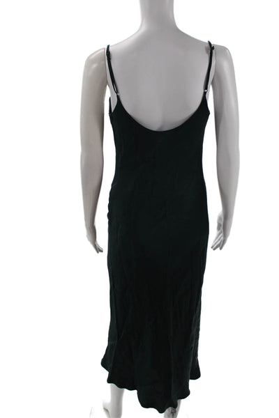Zara Womens Slip Dress Green Viscose Midi Sleeveless Size XS
