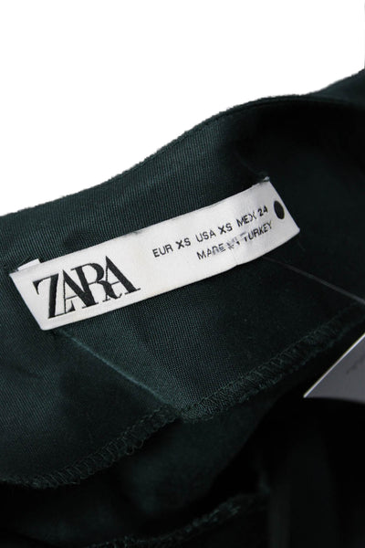 Zara Womens Slip Dress Green Viscose Midi Sleeveless Size XS