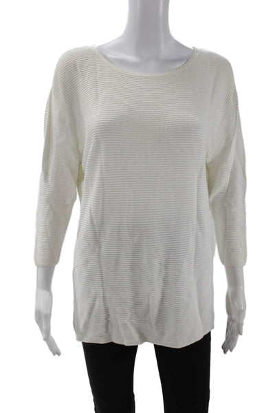 Wilfred Women White Striped Pullover Sweater 3/4 Sleeve Size S