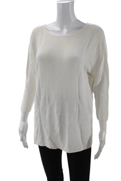 Wilfred Women White Striped Pullover Sweater 3/4 Sleeve Size S