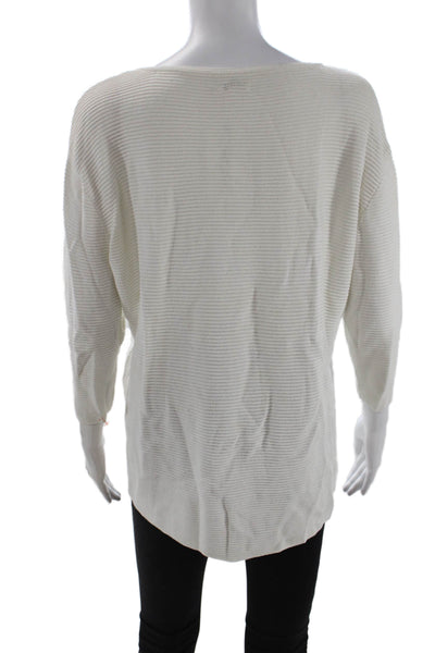 Wilfred Women White Striped Pullover Sweater 3/4 Sleeve Size S