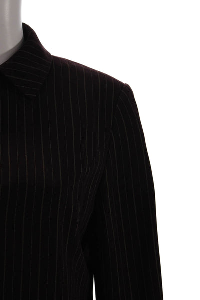 Bill Blass Womens Black Striped Collared Blazer Long Sleeve Button 90s Size M