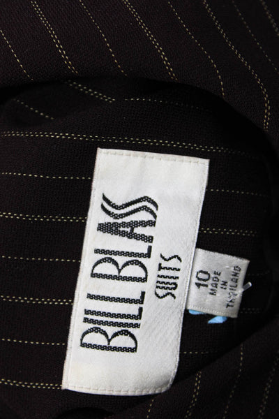 Bill Blass Womens Black Striped Collared Blazer Long Sleeve Button 90s Size M