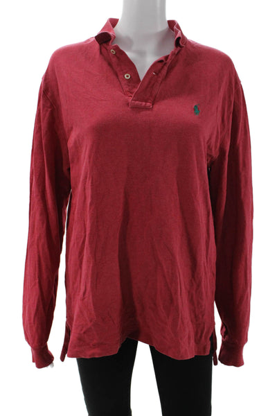 Polo Ralph Lauren Mens Polo Red Collared Long Sleeve Cotton Classic Size M