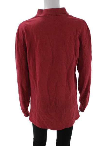 Polo Ralph Lauren Mens Polo Red Collared Long Sleeve Cotton Classic Size M