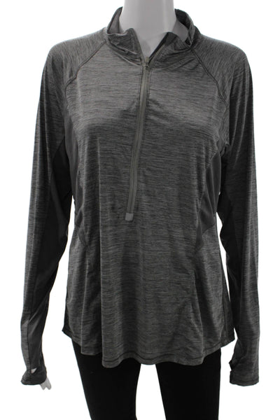 Athleta Women Dark Gray Zip Mock Neck Long Sleeve Sweatshirt Size XL