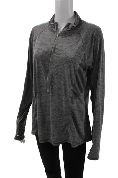 Athleta Women Dark Gray Zip Mock Neck Long Sleeve Sweatshirt Size XL