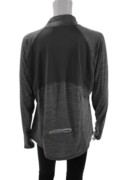Athleta Women Dark Gray Zip Mock Neck Long Sleeve Sweatshirt Size XL