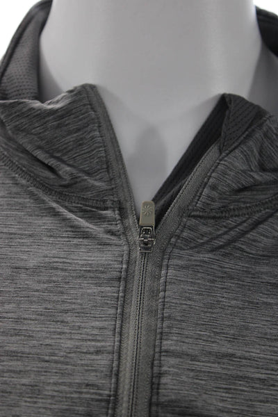 Athleta Women Dark Gray Zip Mock Neck Long Sleeve Sweatshirt Size XL