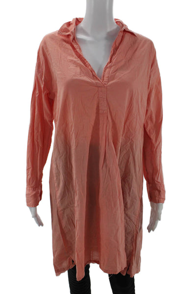 Xirena Womens Button Down Blouse Pink V Neck Long Sleeve Boho Size S