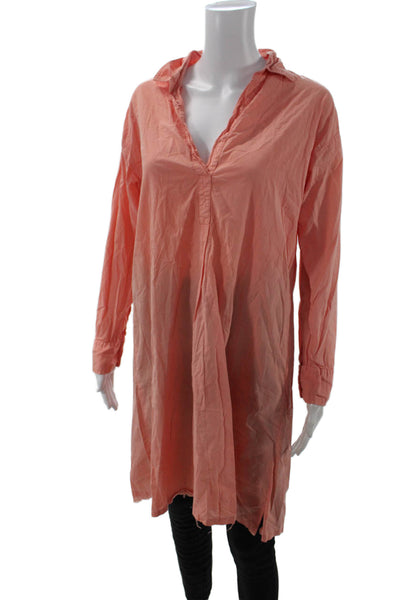 Xirena Womens Button Down Blouse Pink V Neck Long Sleeve Boho Size S