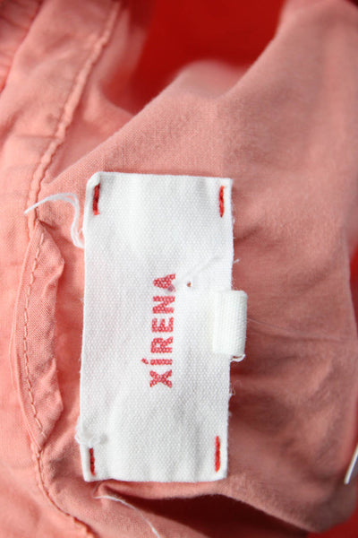 Xirena Womens Button Down Blouse Pink V Neck Long Sleeve Boho Size S