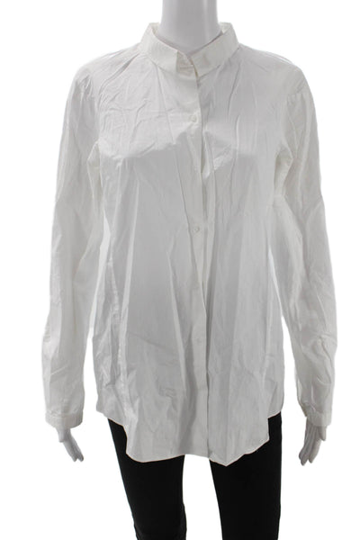 COS Women Collared Cotton Button-Up Long Sleeve White Basic Size S