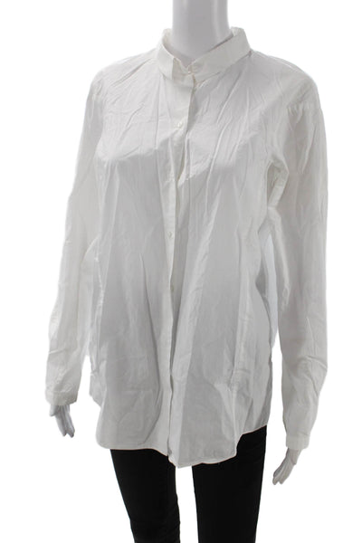 COS Women Collared Cotton Button-Up Long Sleeve White Basic Size S