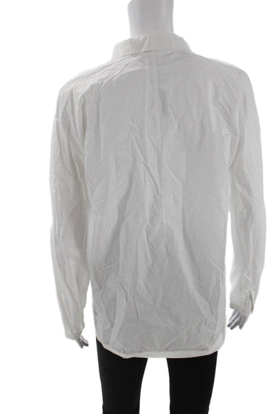 COS Women Collared Cotton Button-Up Long Sleeve White Basic Size S