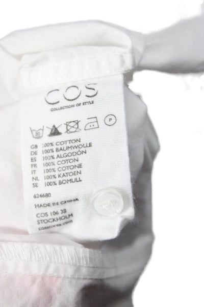 COS Women Collared Cotton Button-Up Long Sleeve White Basic Size S