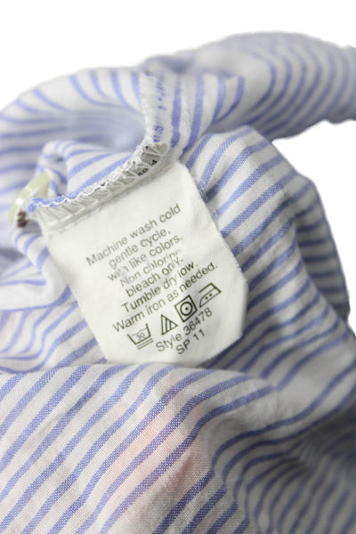 J Crew Womens Basic Collared Button-Up Long Sleeve Blue Cotton Top Size 2