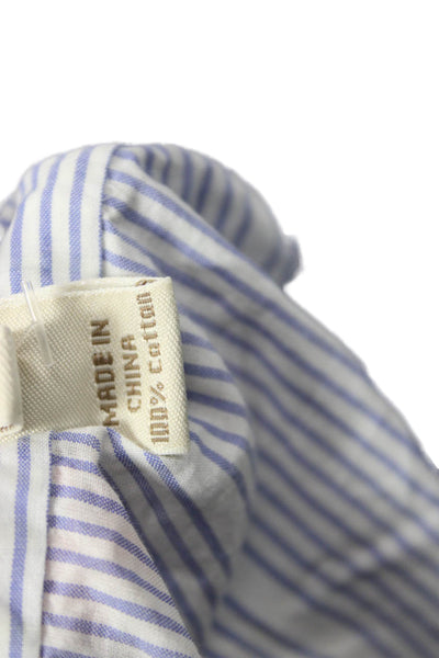 J Crew Womens Basic Collared Button-Up Long Sleeve Blue Cotton Top Size 2