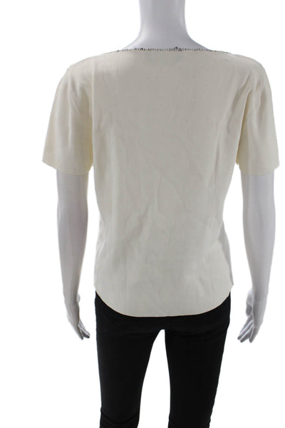 Dana Buchman Womens Basic White T-Shirt Short Sleeve Viscose Blend Size L