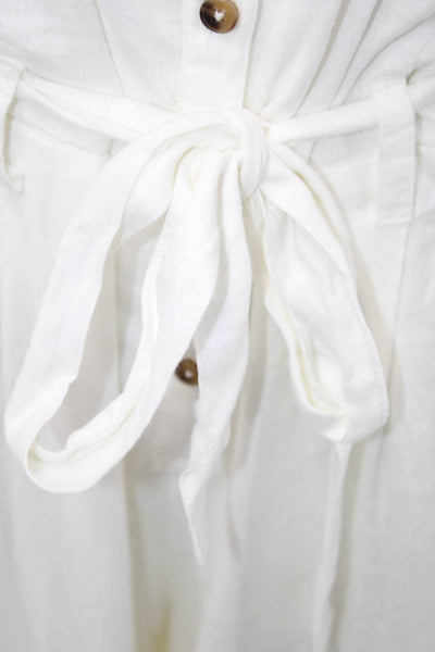 Z Supply Womens Sleeveless Scoop Neck White Linen Rayon Jumpsuit Size S