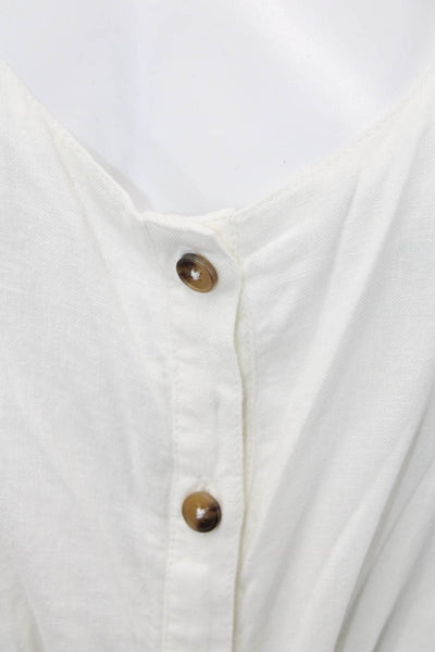 Z Supply Womens Sleeveless Scoop Neck White Linen Rayon Jumpsuit Size S