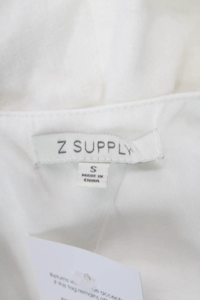 Z Supply Womens Sleeveless Scoop Neck White Linen Rayon Jumpsuit Size S