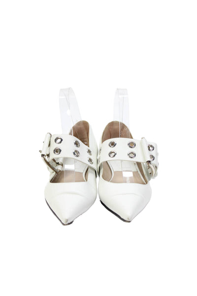 Michael Kors Womens Leather Grommet Detail Pointed Toe Flats White Size 6