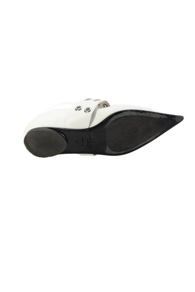 Michael Kors Womens Leather Grommet Detail Pointed Toe Flats White Size 6