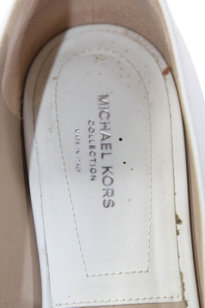 Michael Kors Womens Leather Grommet Detail Pointed Toe Flats White Size 6