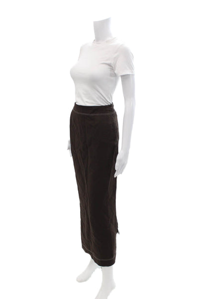 Aligne Womens Straight Pencil Long Brown Linen Blend Skirt Size 0