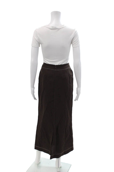 Aligne Womens Straight Pencil Long Brown Linen Blend Skirt Size 0