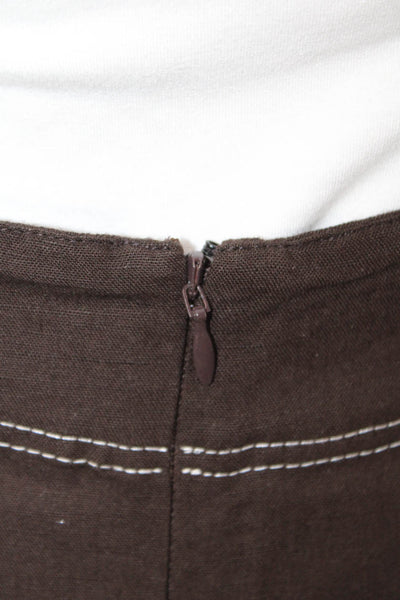 Aligne Womens Straight Pencil Long Brown Linen Blend Skirt Size 0