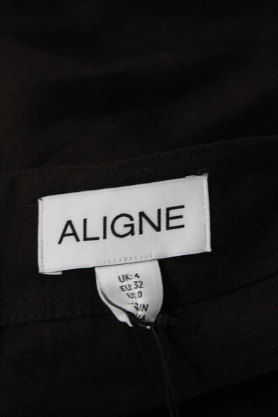 Aligne Womens Straight Pencil Long Brown Linen Blend Skirt Size 0