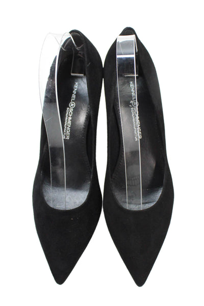 Kennel & Schmenger Womens Suede Bella Pointed Toe Slip On Heels Black Size 7.5