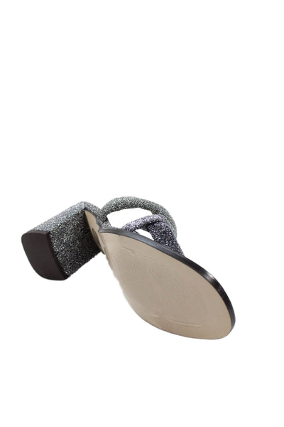 Anaki Womens Malibu Metallic Strappy Slip On Open Toe Heels Silver Size EUR 39